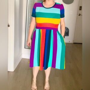 LuLaRoe Rainbow Amelia Dress, EUC, XL